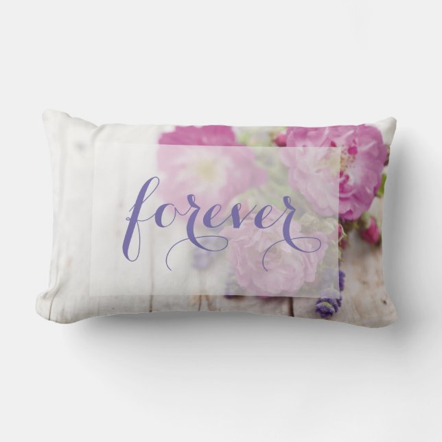 Wild Rose & Lavender Summer Flower Forever Lumbar Pillow (Front)