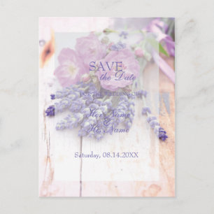 Wild Rose & Lavender Summer Flower SAVE the Date Announcement Postcard