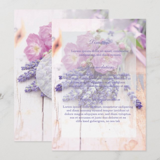Wild Rose & Lavender Summer Flower Wedding Invitation (Front/Back)