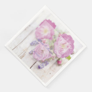 Wild Rose & Lavender Summer Wedding Napkin