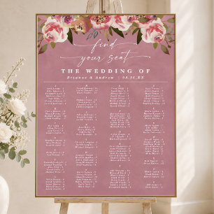 Wild Rose Pink Alphabetical Wedding Seating Chart