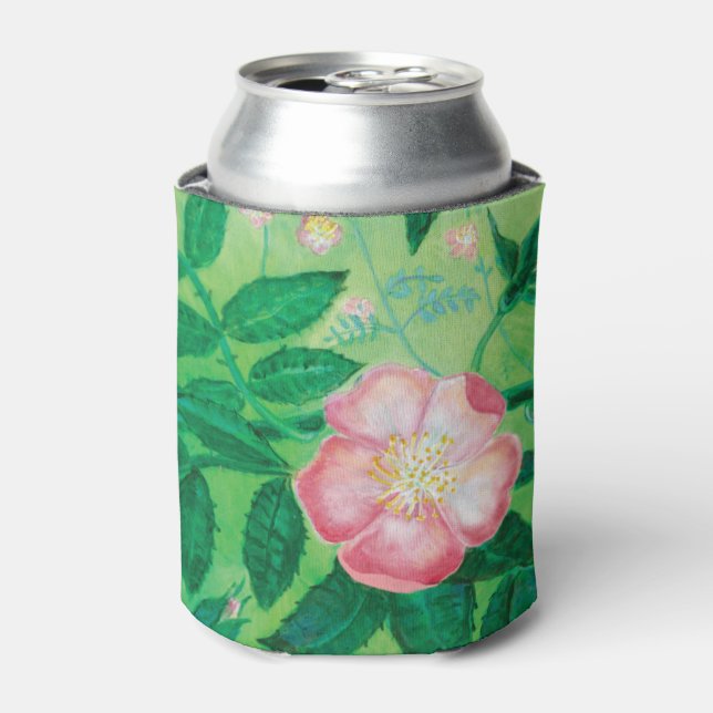 Wild Rose Rosa Canina flowering  Can Cooler (Can Front)