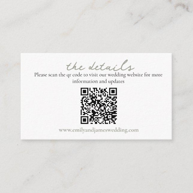 Wild Rose Sage Wedding QR Enclosure Card (Front)