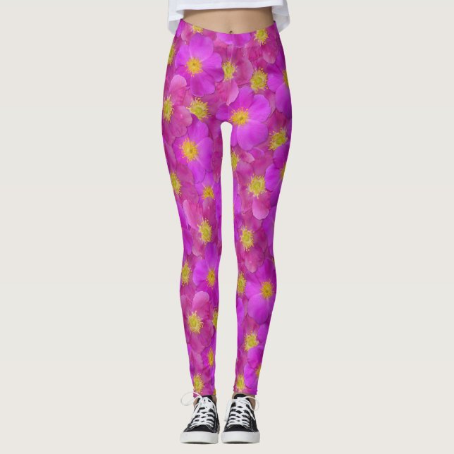 Wild Rose Seamless Pattern Leggings (Front)