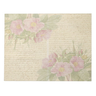 Wild rose vintage handwriting notepad 
