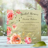 Wild Rose Watercolor Floral Bridal Shower Square