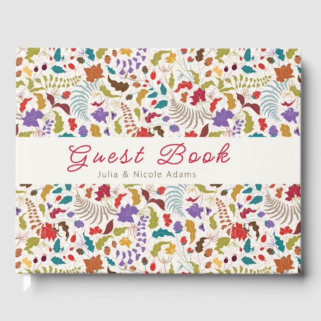Wild Rose Woods Exotic Flower Garden Wedding Guest Book (Front)