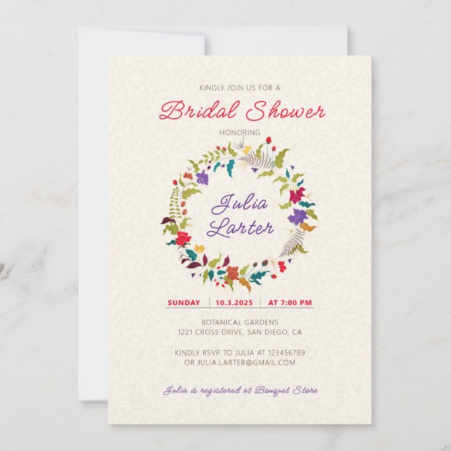 Wild Rose Woods Exotic Flower Garden Wedding Invitation (Front)