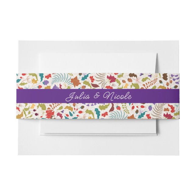 Wild Rose Woods Exotic Flower Garden Wedding Invitation Belly Band (Front Example)