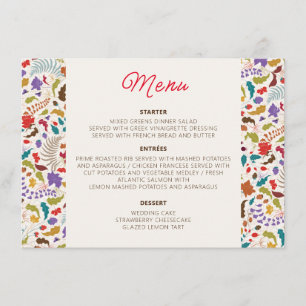 Wild Rose Woods Exotic Flower Garden Wedding Menu