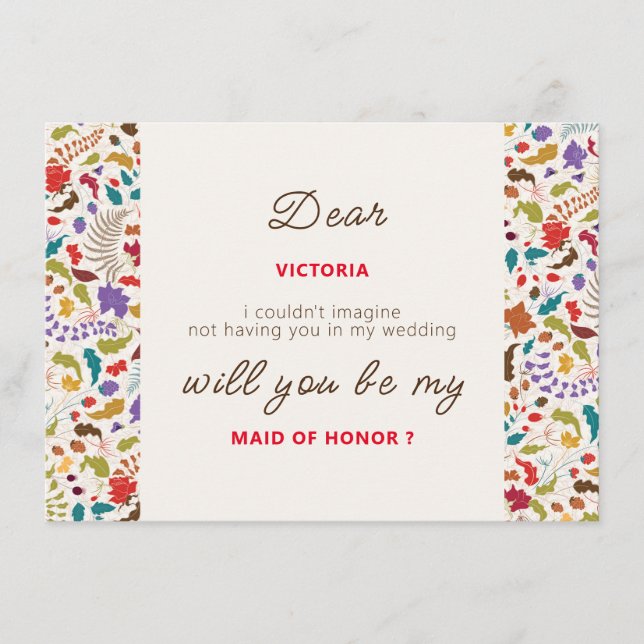 Wild Rose Woods Exotic Flower Garden Wedding Menu (Front)