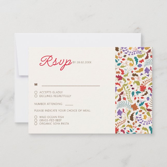 Wild Rose Woods Exotic Flower Garden Wedding RSVP Card (Front)