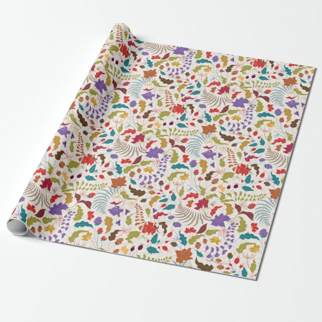 Wild Rose Woods Exotic Flower Garden Wedding Wrapping Paper (Unrolled)