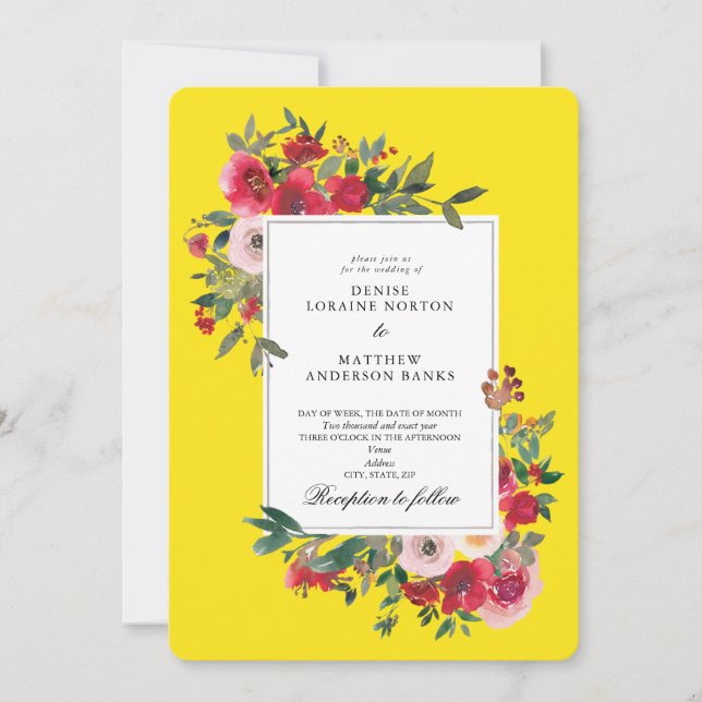 Wild Roses and Blazing Yellow Invitation (Front)
