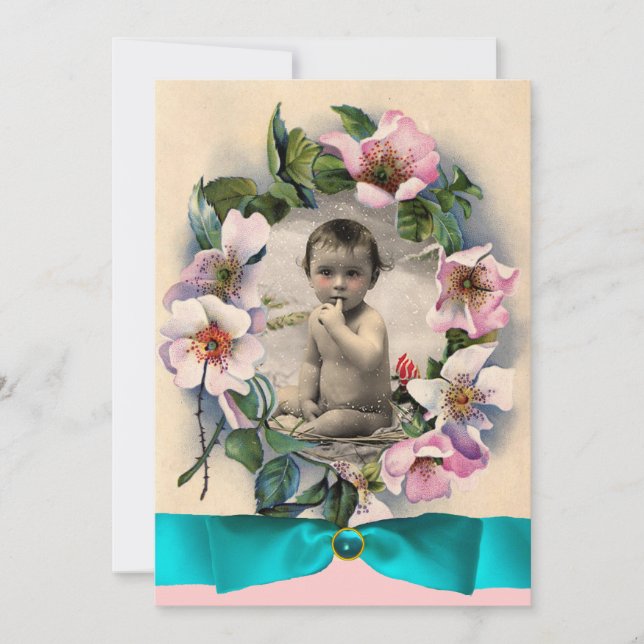 WILD ROSES AND BLUE RIBBON PHOTO TEMPLATE MONOGRAM (Front)