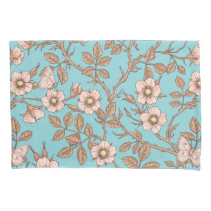 Wild roses and butterflies /pink/brown/pool pillowcase
