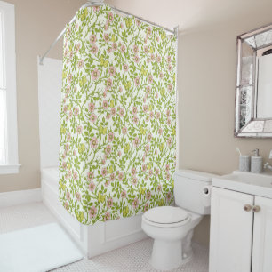 Wild roses and butterflies /pink/pale green/yellow