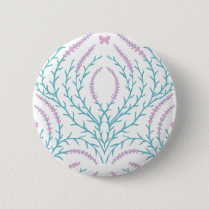 Wild roses and butterflies /pink/pale green/yellow 2 inch round button