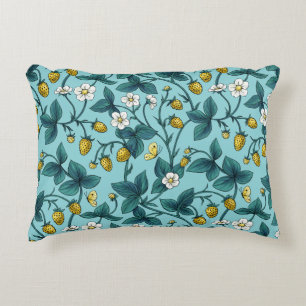 Wild roses and butterflies /pink/pale green/yellow accent pillow