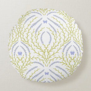 Wild roses and butterflies /pink/pale green/yellow round pillow