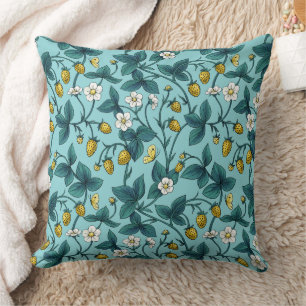 Wild roses and butterflies /pink/pale green/yellow throw pillow