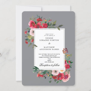 Wild Roses and Chiseled Stone Colour Invitation