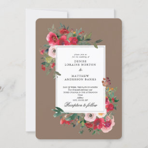 Wild Roses and Coco Mocha Invitation