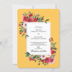 Wild Roses and Daffodil Yellow Invitation