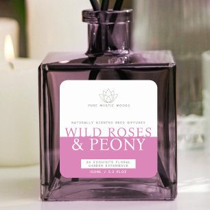 Wild roses and peony pink reed diffuser label