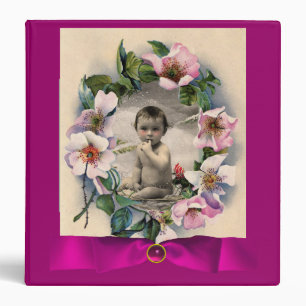 WILD ROSES AND PINK BOW BABY SHOWER PHOTO TEMPLATE BINDER