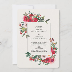 Wild Roses and Snow White Wedding Invitation
