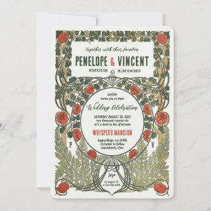 Wild Roses Art Nouveau Frame Invitation