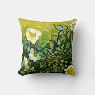 Wild Roses, beautiful painting by Vincent van Gogh Throw Pillow