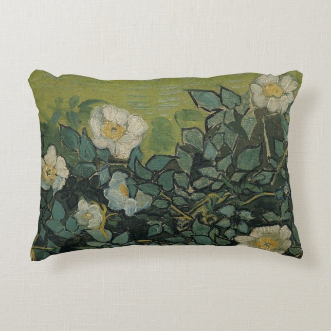 Wild Roses by Vincent van Gogh Accent Pillow (Front)