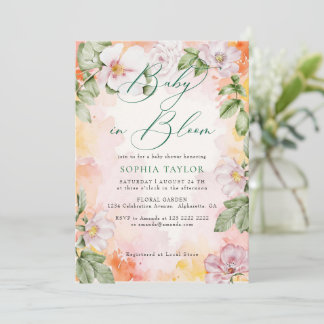 Wild Roses Elegant Baby in Bloom Baby Shower  Invitation