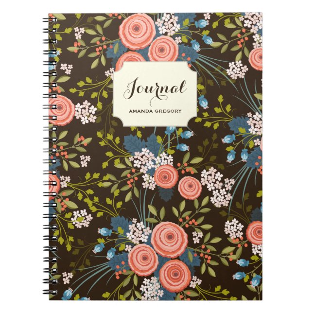 Wild Roses Floral Garden Personalized Notebook (Front)