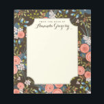 Wild Roses Floral Garden Personalized Notepad<br><div class="desc">A pattern of whimsical roses, berries and blossoms in trendy coral, blush and aqua blue adorn this pretty notebook that's perfect for organizing, making lists, or as a personal journal. Personalized with your heading and name on the front cover. Shown with a contrasting deep, dark brown background that gives it...</div>