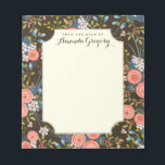 Wild Roses Floral Garden Personalized Notepad<br><div class="desc">A pattern of whimsical roses, berries and blossoms in trendy coral, blush and aqua blue adorn this pretty notebook that's perfect for organizing, making lists, or as a personal journal. Personalized with your heading and name on the front cover. Shown with a contrasting deep, dark brown background that gives it...</div>