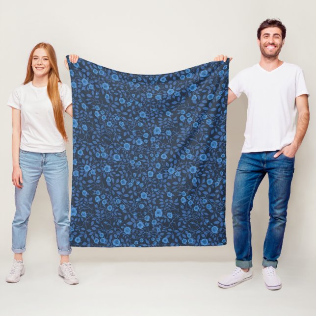 Wild roses in blue fleece blanket (In Situ)