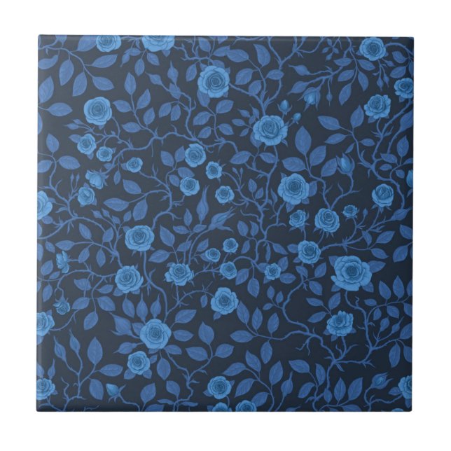 Wild roses in blue tile (Front)