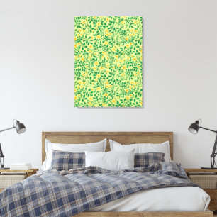 Wild roses in yellow and green canvas print