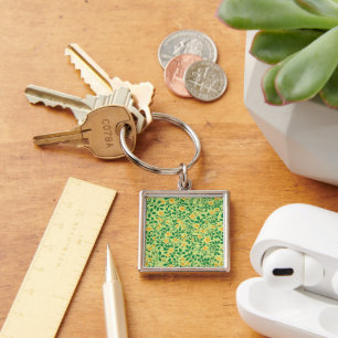 Wild roses in yellow and green keychain