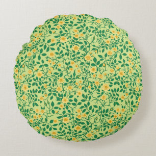 Wild roses in yellow and green round pillow