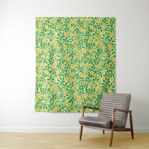 Wild roses in yellow and green tapestry