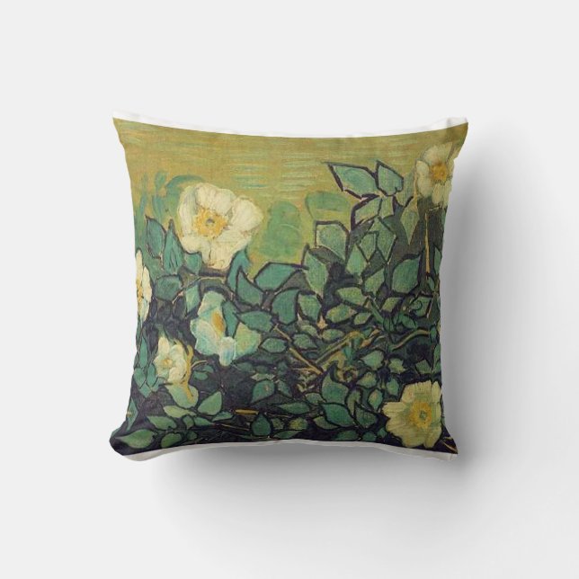 Wild roses,  Vincent van Gogh. Throw Pillow (Front)