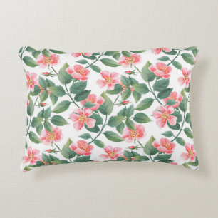 Wild roses watercolor seamless pattern. Flowers, l Accent Pillow