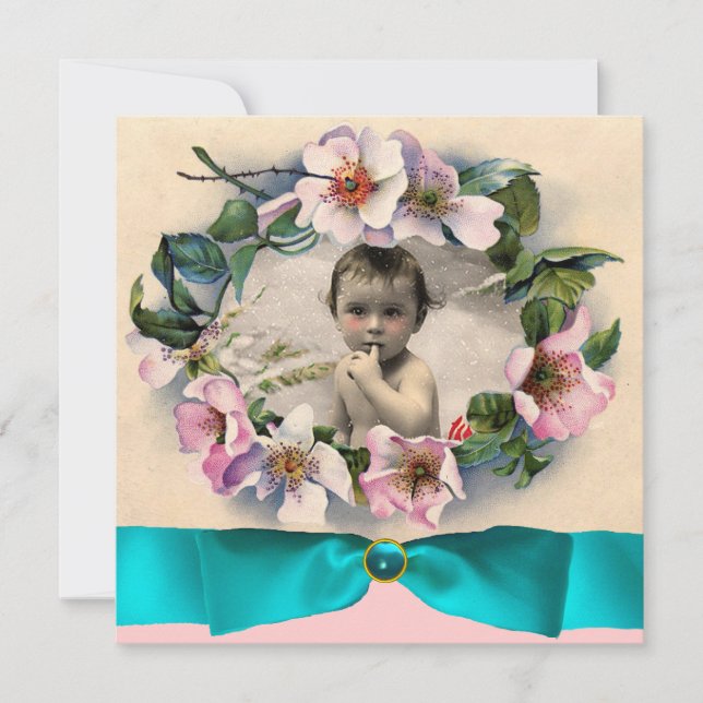 WILD ROSES WITH BLUE RIBBON PHOTO TEMPLATE (Front)