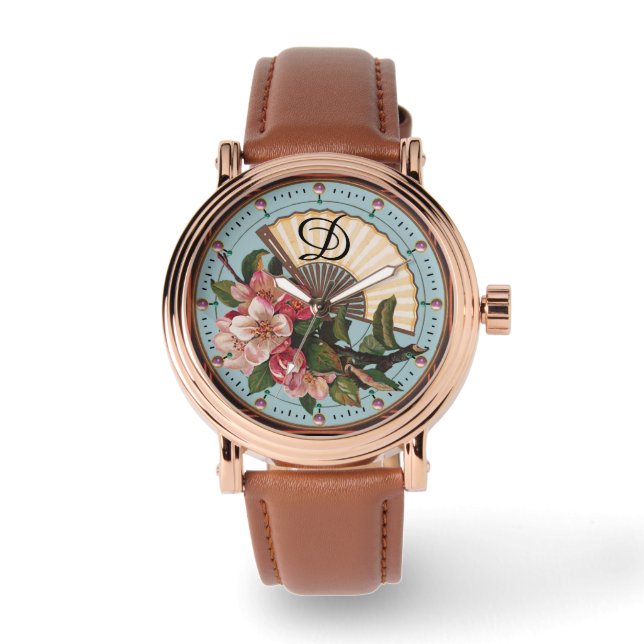 WILD ROSES WITH FAN MONOGRAM WATCH (Front)