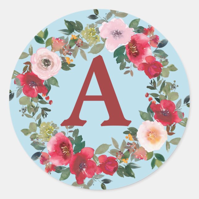 Wild Roses with Spun Sugar Blue Background Classic Round Sticker (Front)