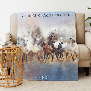 Wild Running Horses Fine Art Fleece Blanket